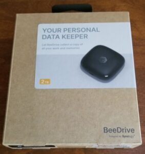 The front of the 2TB Synology BeeDrive package.