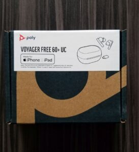 The top of the Poly Voyager Free 60+ UC box.