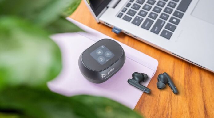 Poly Voyager Free 60+ earbuds and touch charging case